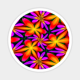 Bright Orange Flower Pattern Magnet